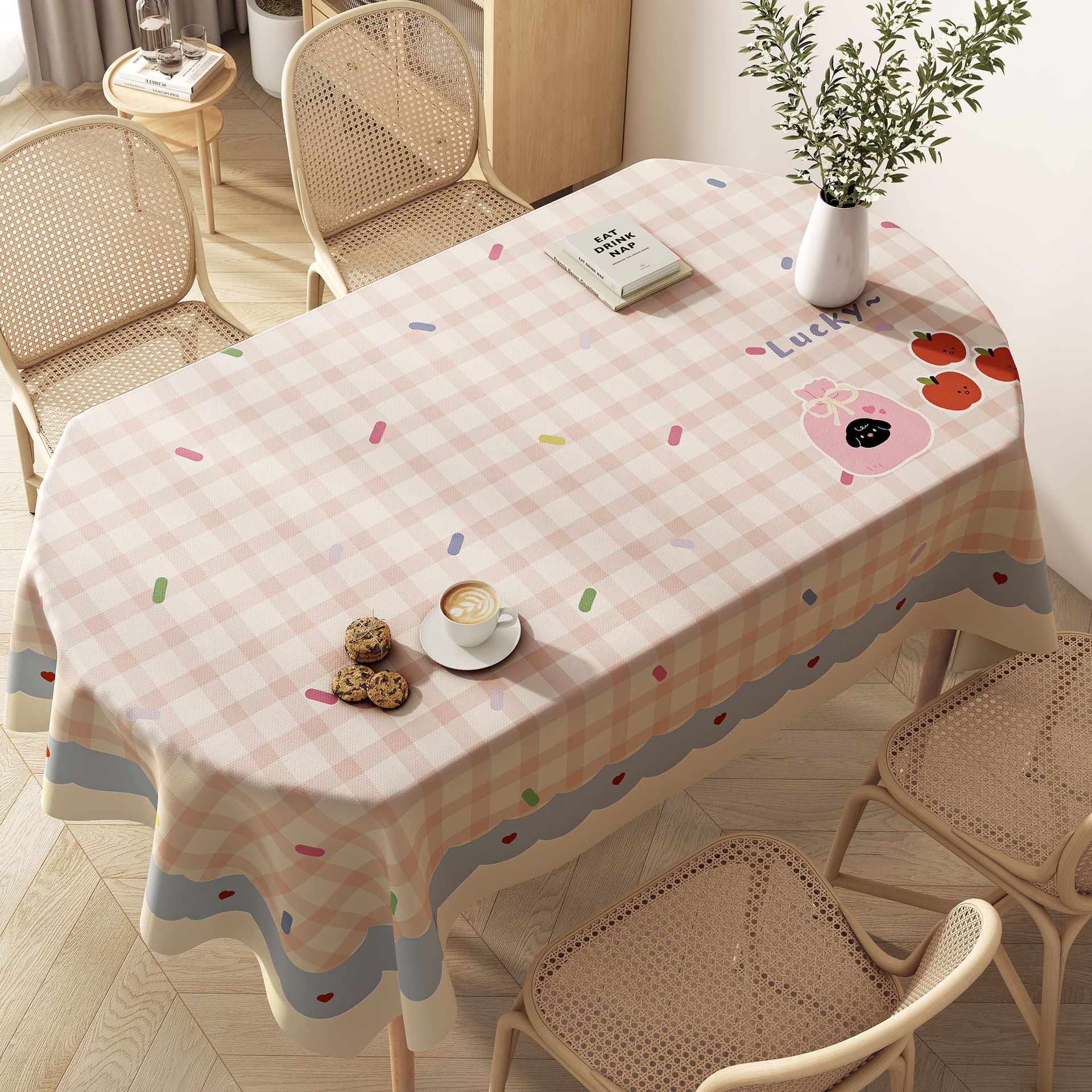 Cream Style Pvc Tablecloth Waterproof and Oil-Proof No-Wash Kitchen Table Mat Household Tablecloth Wholesale Ins Style Tablecloth