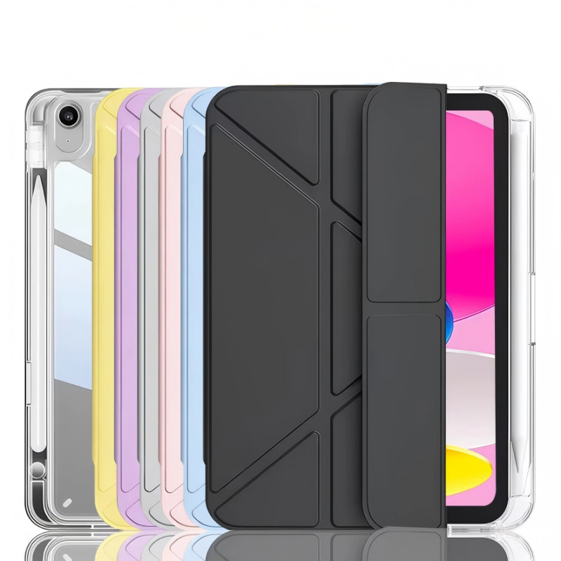 iPad Tablet Protective Case Ipad11 Protective Case Transparent Y-Fold Pen Slot Type Transparent Case Acrylic Protective Case