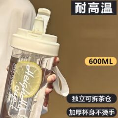 耐高温水杯女生新款高颜值吸管杯学生便携茶水分离运动杯子批发