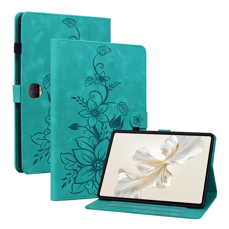 For Huawei Glory Pad X9A Flat Leather Case Red Rice pad SE Frosted Lily Flower Card Holder Case