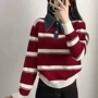 翻领条纹秋冬套头针织衫