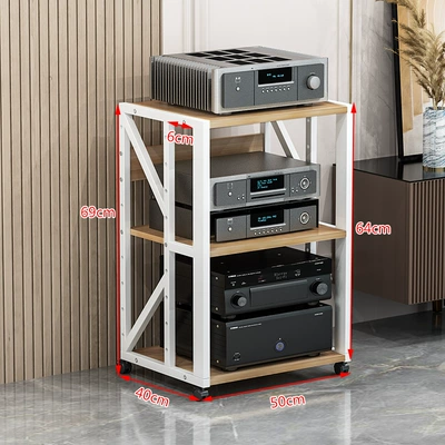 speaker audio foot rack, Electric car big tripod - 3-layer-c-white-rack-light-walnut-board