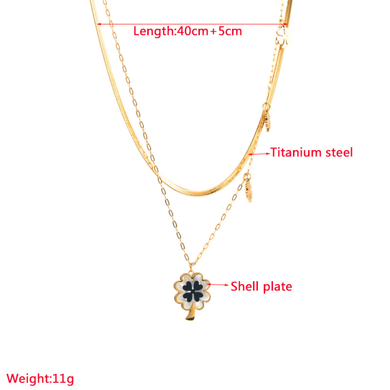 Elegant Leaf Titanium Steel Plating Shell Layered Necklaces