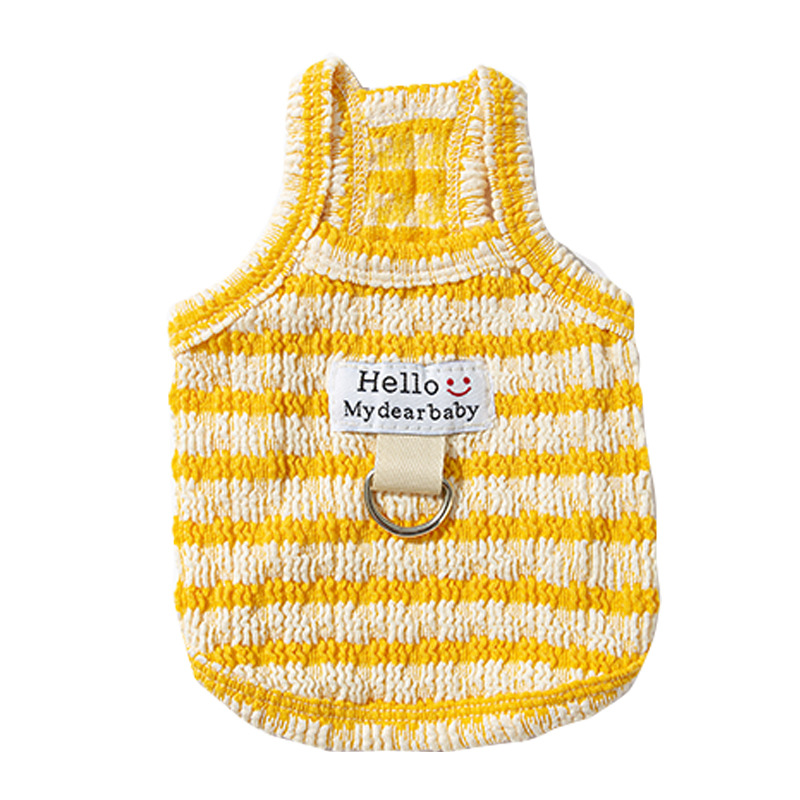 Primavera y verano gatos dos patas rayas galletas sándwich de verano perro delgado transpirable peluche ropa de gato