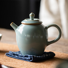 汝窑茶壶陶瓷功夫茶具茶壶泡茶壶单壶可养开片茶器西施壶红茶送礼