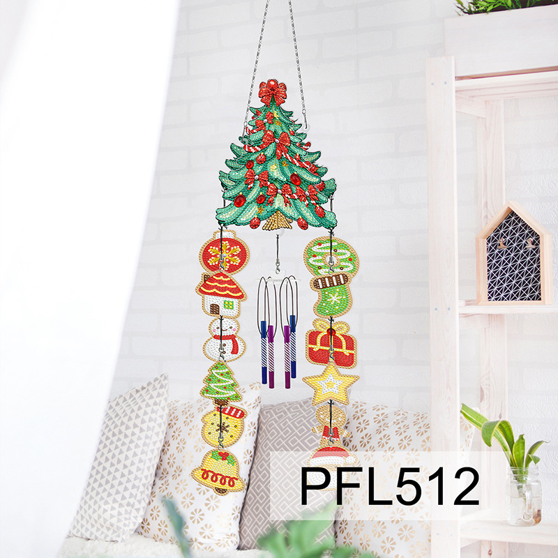 Fábrica directa pintura de diamantes alrededor de flores y pájaros dibujos animados colgando placa decorativa campana de viento transfronteriza atrapadora de sueños decoración interior de pintura de diamantes