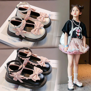 Girls Leather Shoes Lolita Stylist Princess Shoes 2025 Summer New Bow Children's Shoes Girls Shoes