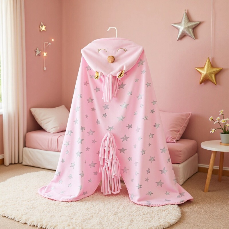 Customized Special-Shaped Hooded Blanket, Flannel Unicorn Silver-Embossed Shawl Blanket, Nordic Cape Blanket, Foreign Trade Cross-Border Wholesale