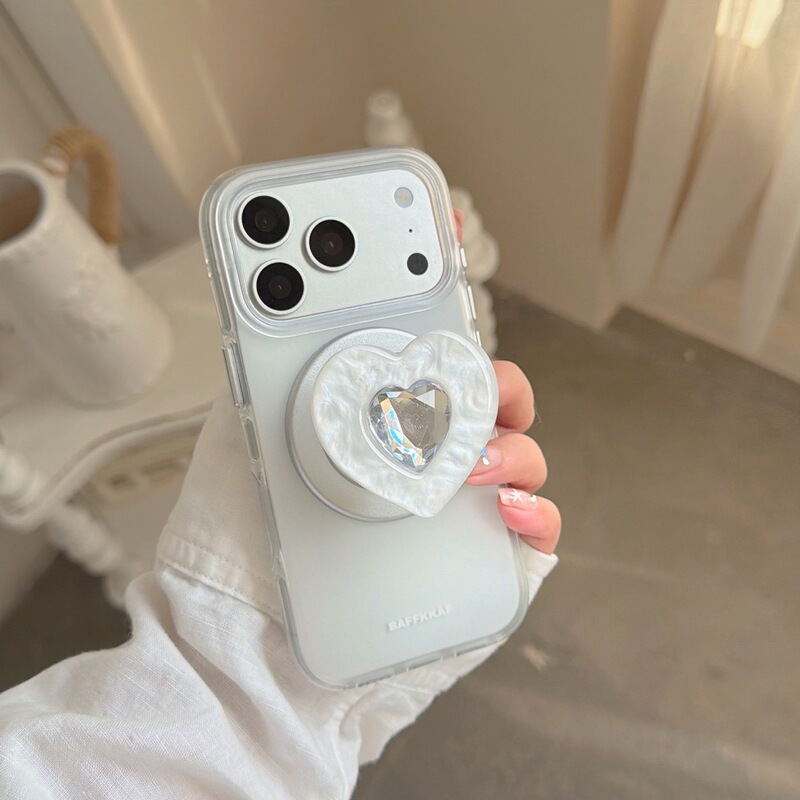 Large Circle Solid Color Gradient iPhone 17 Pro Max Phone Case with Heart-Shaped Stand, Magnetic Suction, Double-Sided, 16 Pro