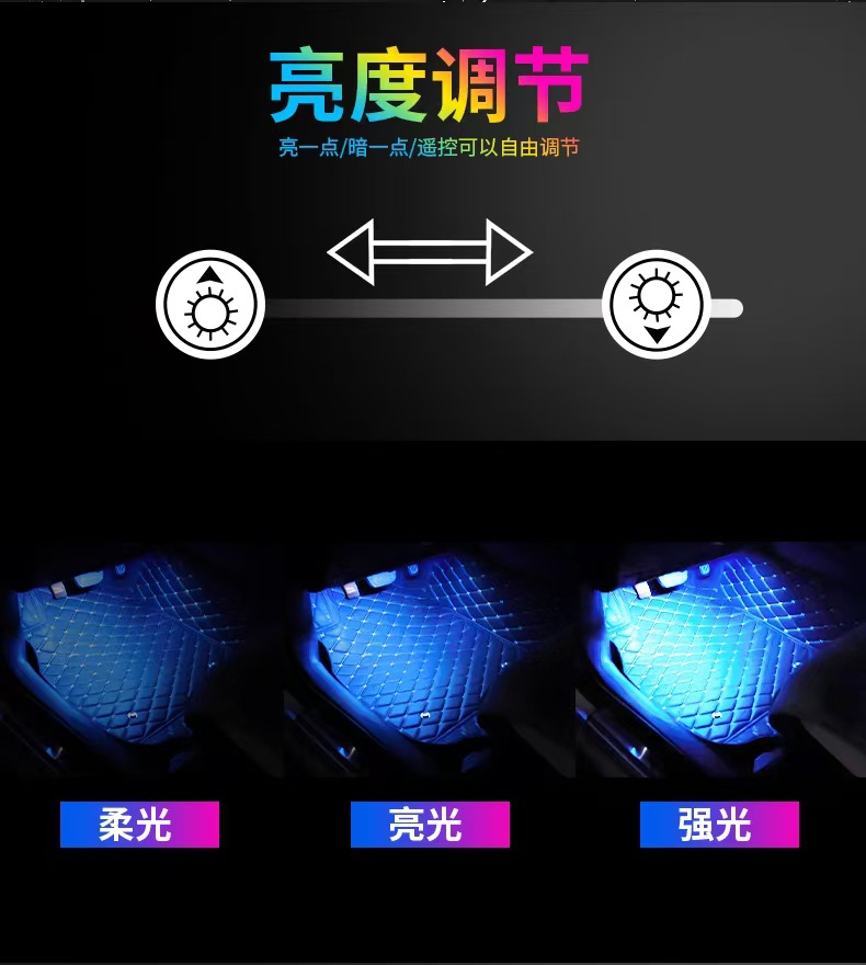 Car Ambient Light, In-Car Footwell Atmosphere Light, Car Decoration, Colorful Sound-Controlled Rgb Music Rhythm Led Light Strip