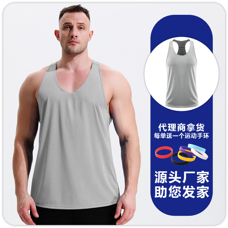 Hombres fitness ocio rápido secado respirado chaleco I entrenamiento muscular carrera profesional de maratón ropa de musculación image 8