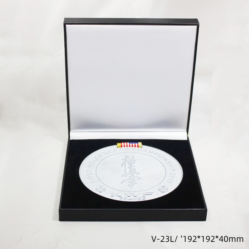 直角塑胶充皮纸首饰盒  定 制pu皮天地盖绒布盒 奖章奖牌包装盒