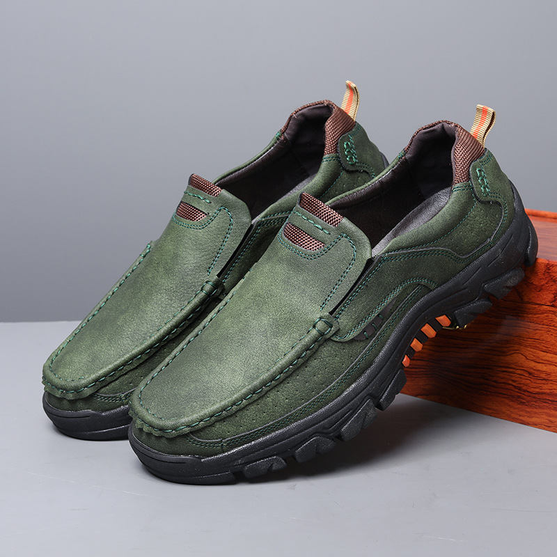 Transfronterizos Amazon zapatos de hombre de verano de alta calidad zapatos de cuero casuales de un pie zapatos Lefour antideslizantes zapatos de papá suaves