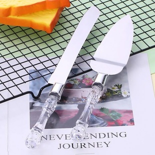 Baking Tools with Toothed Cake Pizza Burger Crystal Handle Stainless Steel Sharp Shovel with Fine Tooth Bread Cake Cutter