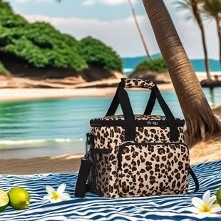 2025 New Fashion Style Leopard Print Large Capacity Foldableable Lunch Insulation Bag Refrigerated Red Wine Ice Bag Suitable for