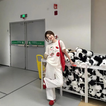 美式复古番茄印花短袖T恤女圆领宽松百搭2025夏季新款上衣韩系风