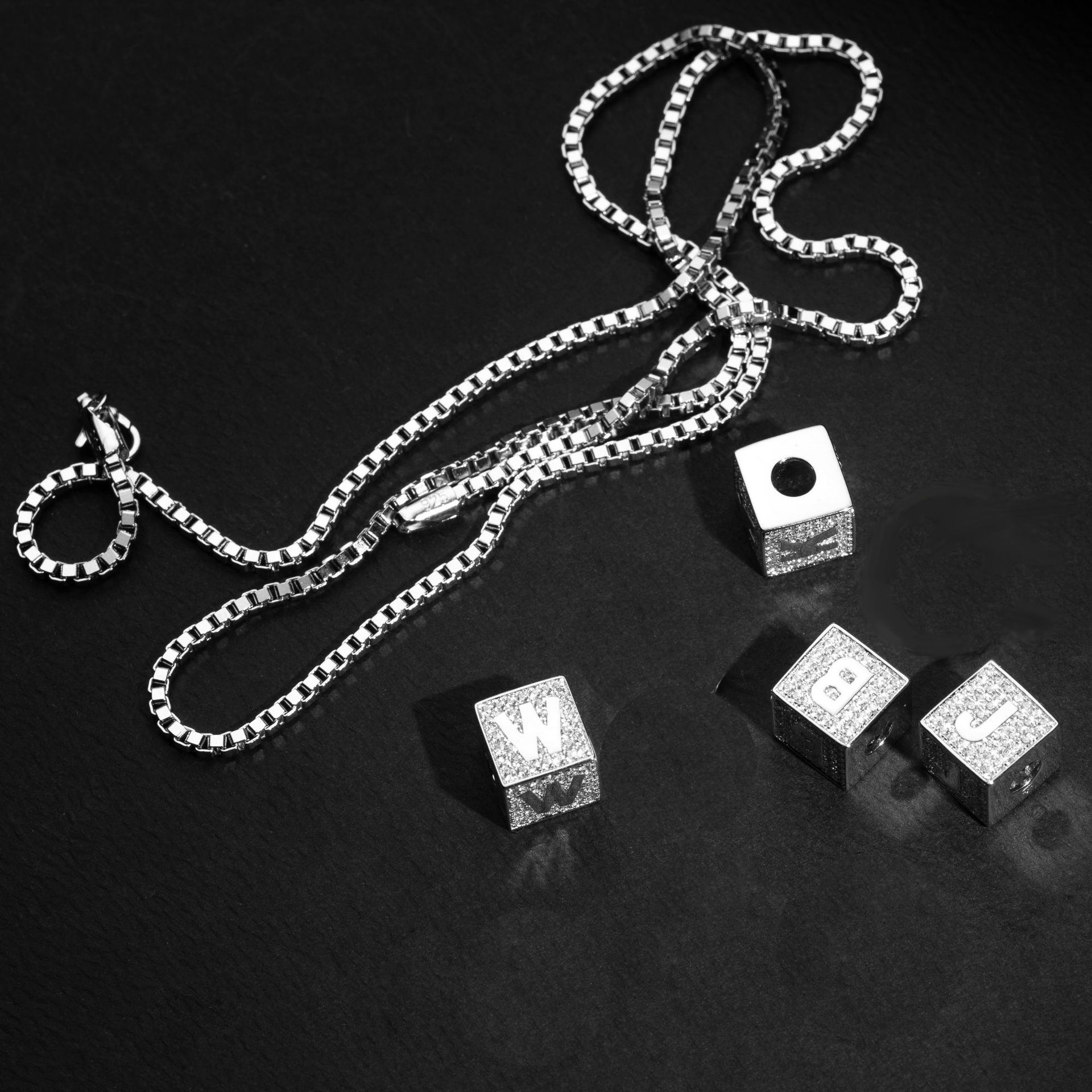 Hip-Hop Letter Copper Plating Rhinestones Necklace