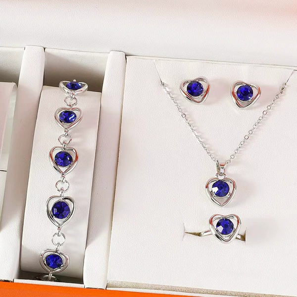 Silver Deep Blue Love Set