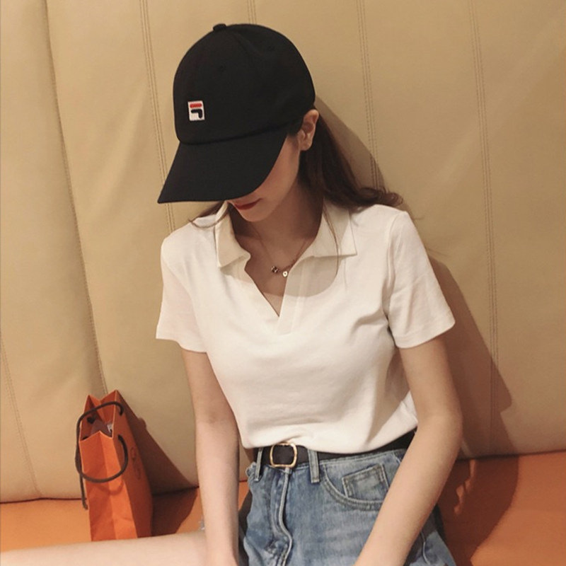 American Sweet Hottie Polo Shirt for Women Summer New Student Design Slim Fit Popular Contrasting Color Short-Sleeved T-Shirt
