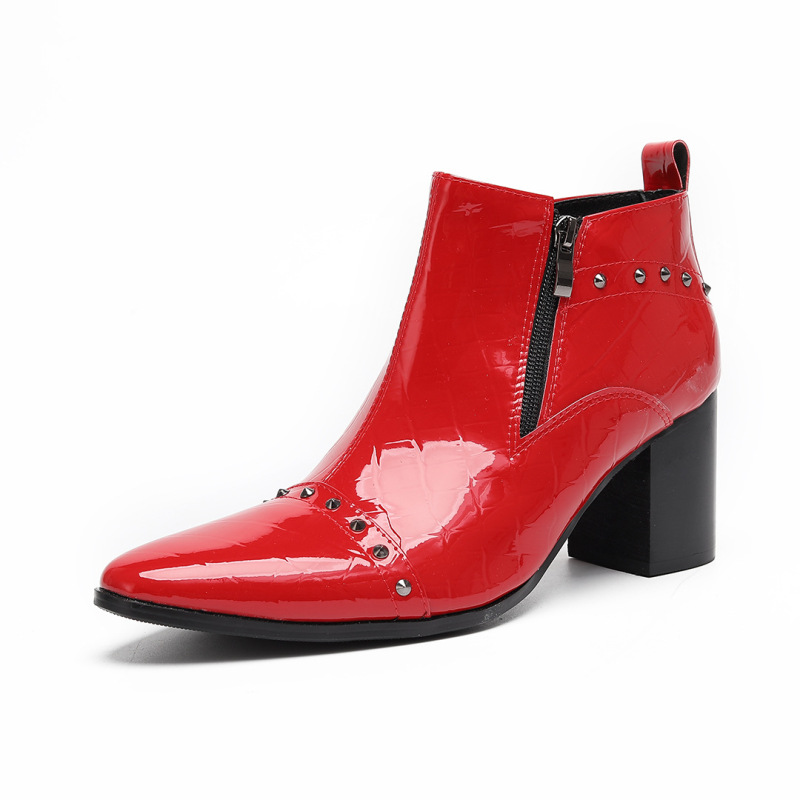 Niche Red Chelsea Boots Men's Pointed Toe High-Heeled Leather Boots Performance Boots Heightening Men's Boots Stage Leather Shoes Short Boots Niche Red Chelsea Boots Men's Pointed Toe High-Heeled Leather Boots Performance Boots Heightening Men's Boots Stage Leather Shoes Short Boots