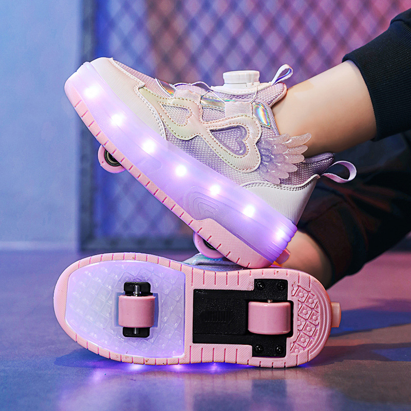 Leuchtendes Gehen für Mädchen mit hohem ästhetischem Wert, Mesh-Sportschuhe für Mittelschulkinder, Schüler-Doppelrolle_voghion.com