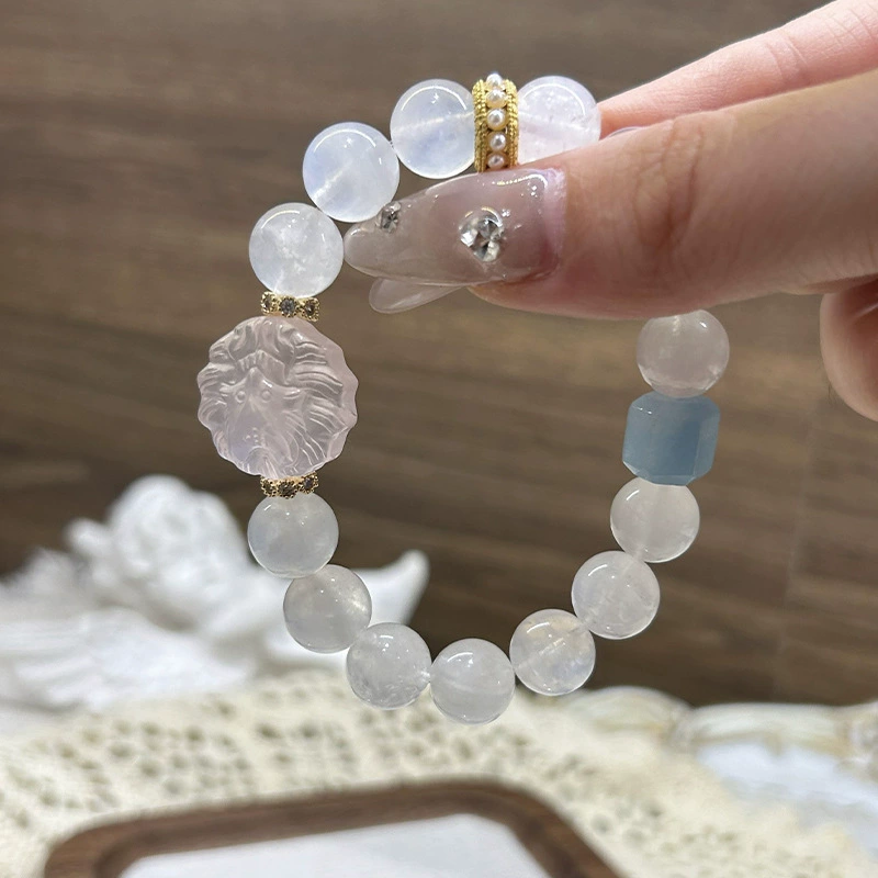 Чайн Эм Crystal натуральный камень, бисерный браслет, ювелирные изделия, лунный камень