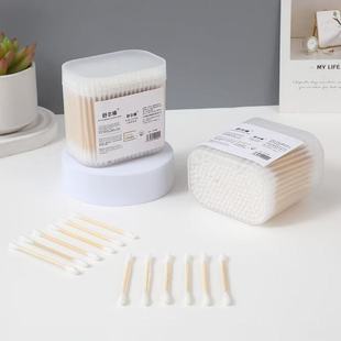 Shure stick cotton swab factory 200 pts frosted box double head cotton swab household disposable cotton swab cleaning wholesale