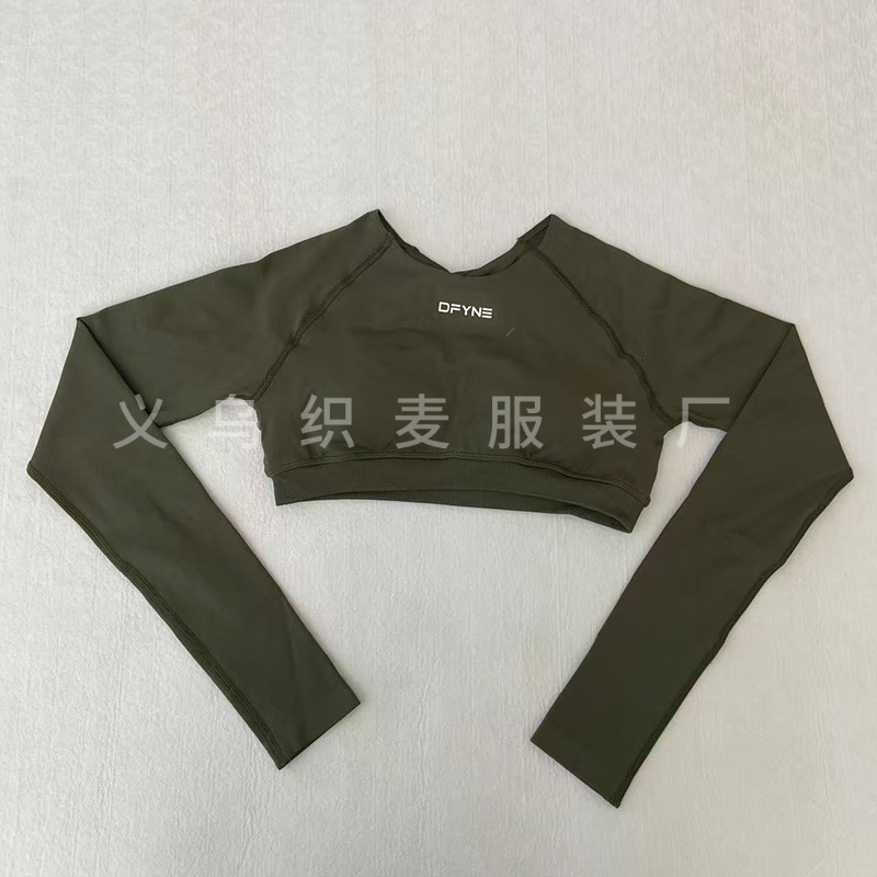 跨境DFYNE爆款无缝瑜伽长袖短款上衣镂空后背美背瑜伽健身长袖女|undefined