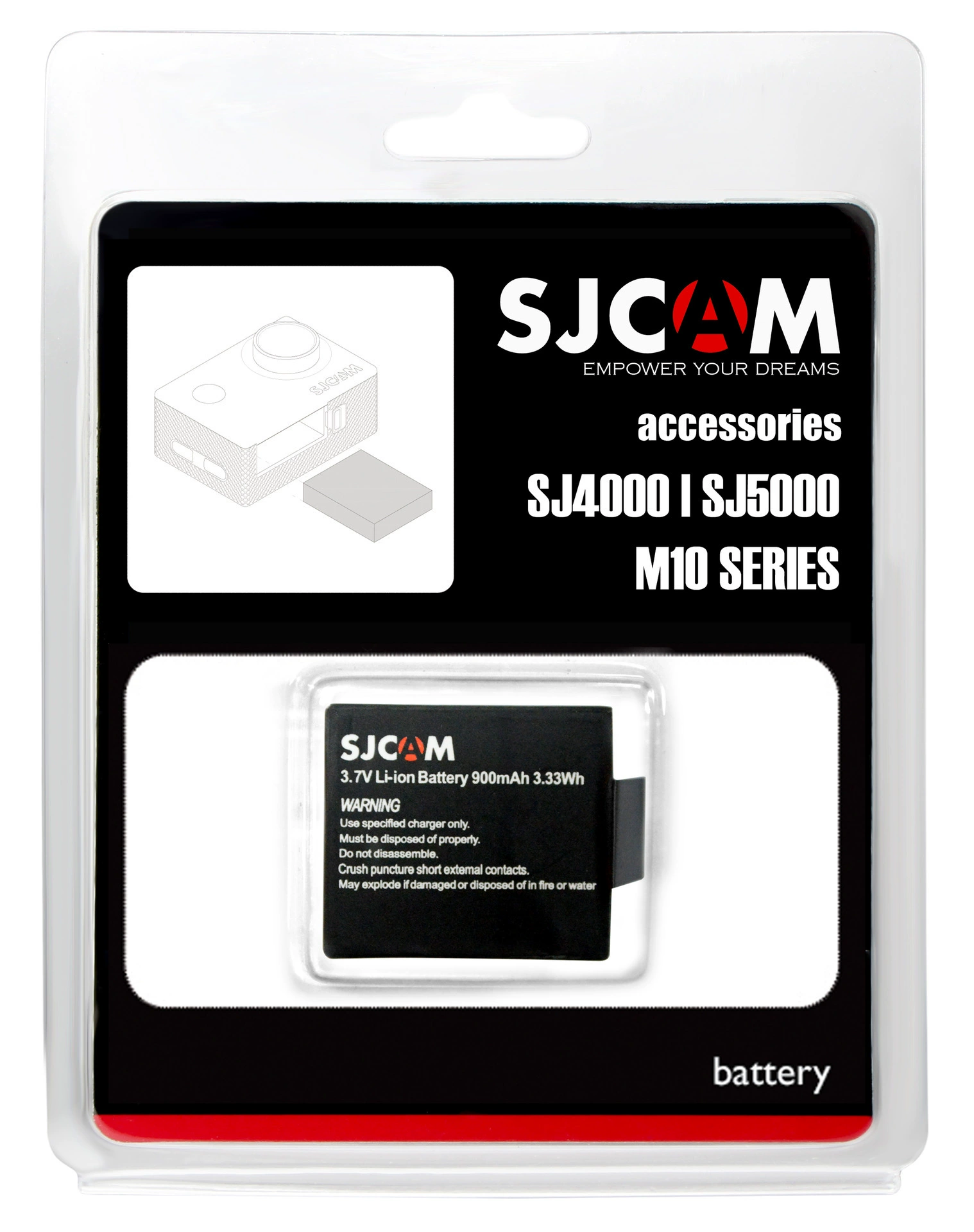 Оригинальная литиевая батарея для экшн-камеры Sjcam A10 M10 (для SJ4000, SJ6, SJ7, SJ8, SJ10), аксессуар