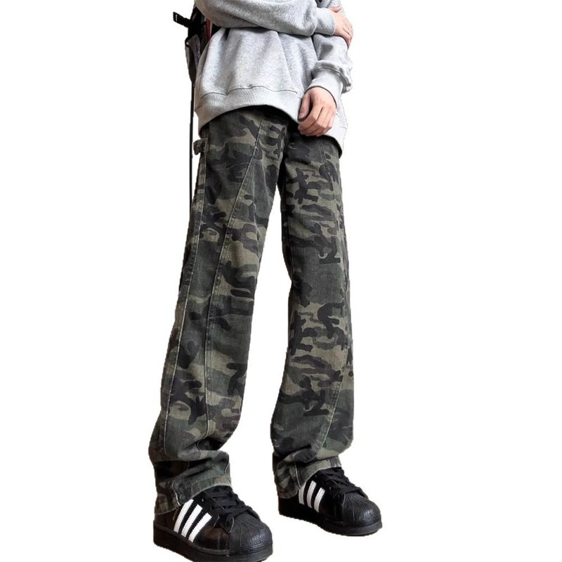 ソースメーカー迷彩ワークジーンズボーイズアメリカンハイストリートレトロパンツルーズストレートトレンディYixuan Clothing|undefined