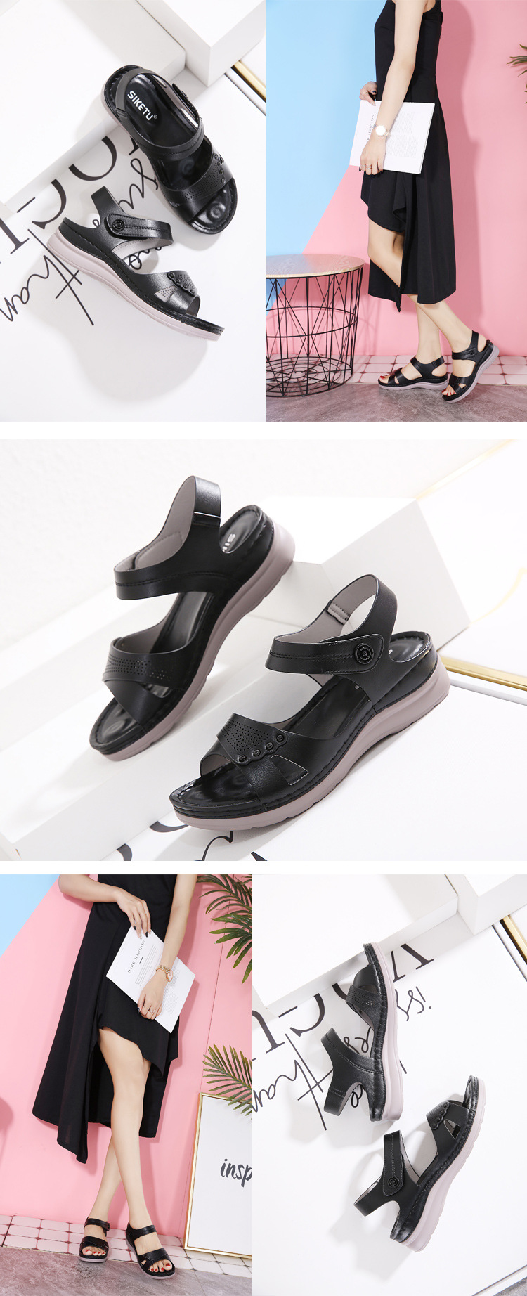 Retro Woman Sandals Latex insole Platform Ladies Wedge Women's Shoes Woman Casual Female Summer 2021 New femmes sandales q111