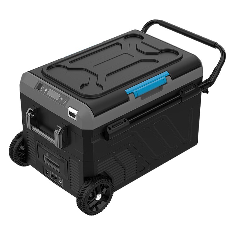 Nuevo 40/50/60l multi-especificación coche refrigerador doble control de temperatura gran capacidad al aire libre camping coche refrigerador con ruedas