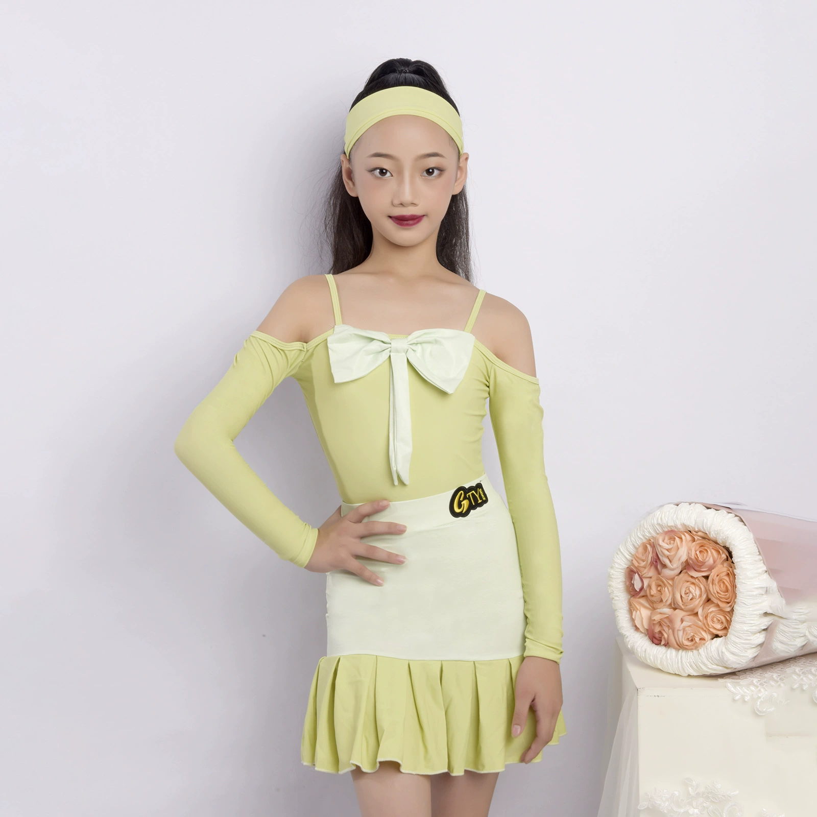 Новая одежда для занятий латинскими танцами для девочек, осенне-зимняя одежда для тренировок по танцам 2024, детская тренировочная одежда, одежда для выступлений L22943