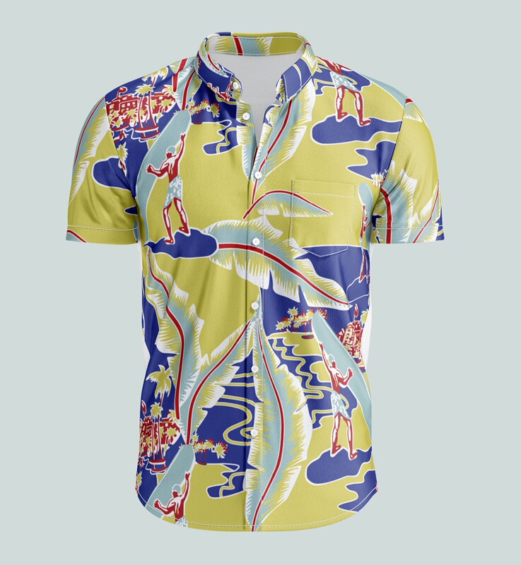 Printed Hawaiian Shirt Beach Loose Men's Sublimation Christmas Digital Printed Beach Shirt Men