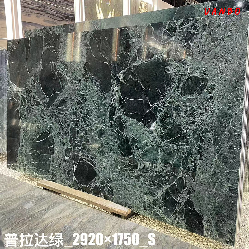 巴西奢石背景别墅精装修背景墙茶桌普拉绿百达翡绿奢石台面定制