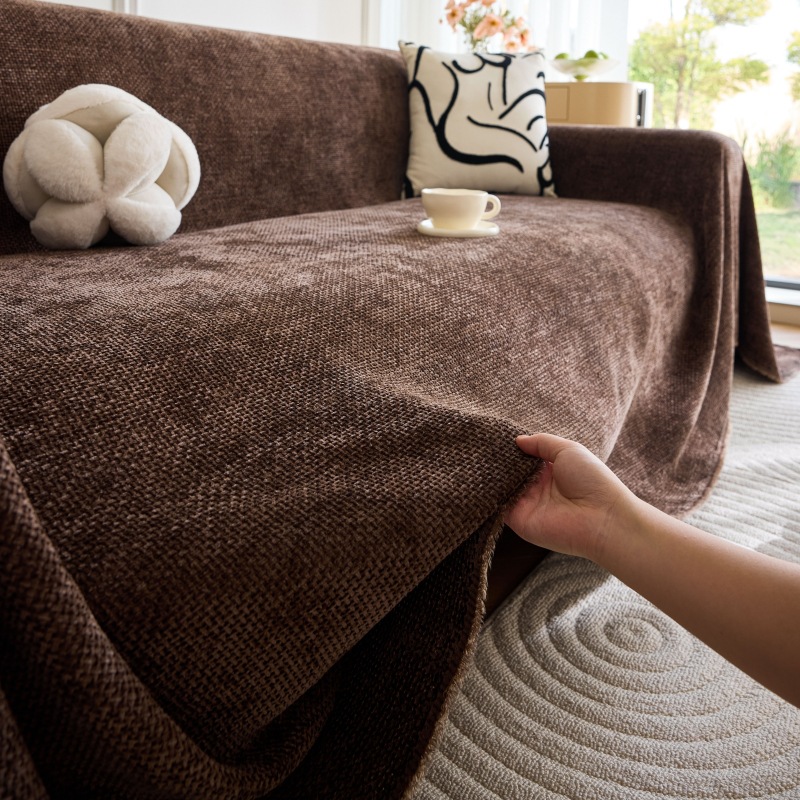 Home Cool Amazon Exclusive Solid Color Chenille Sofa Cover Cloth Towel Four Seasons Universal All-inclusive Advanced Sofa Cover