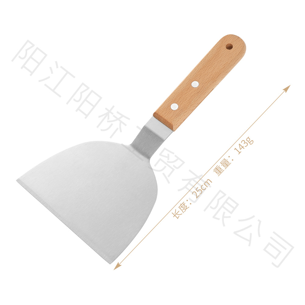 Amazon Hot sale acero inoxidable parrilla herramienta set al aire libre barbecue hierro guisado mango de madera cocinar combinación de cocina de grasa