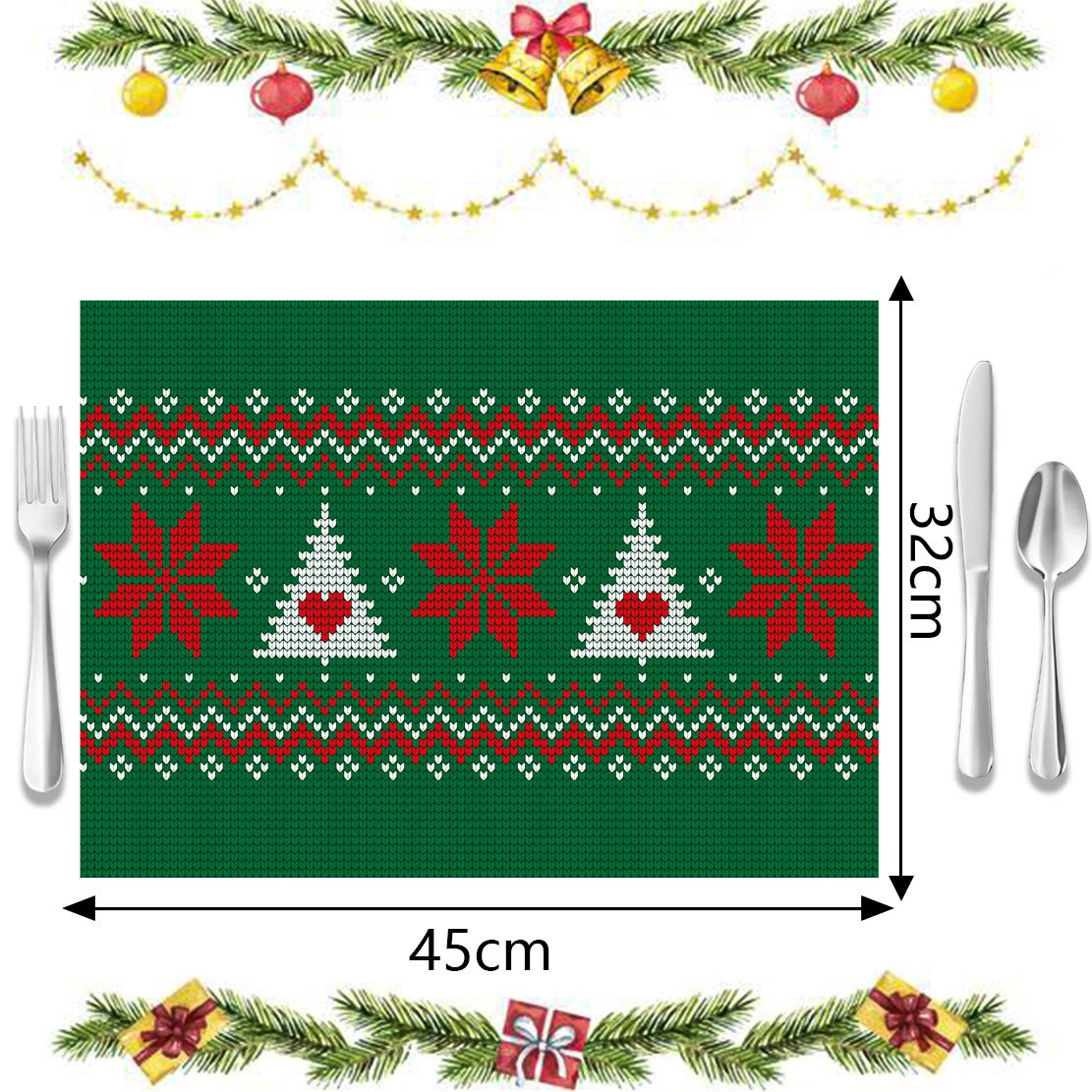 Weihnachts-Tischsets, Untersetzer, Weihnachtsdekoration, Tischsets, Hotel, Restaurant, Familie können für Tischsets verwendet werden_voghion.com