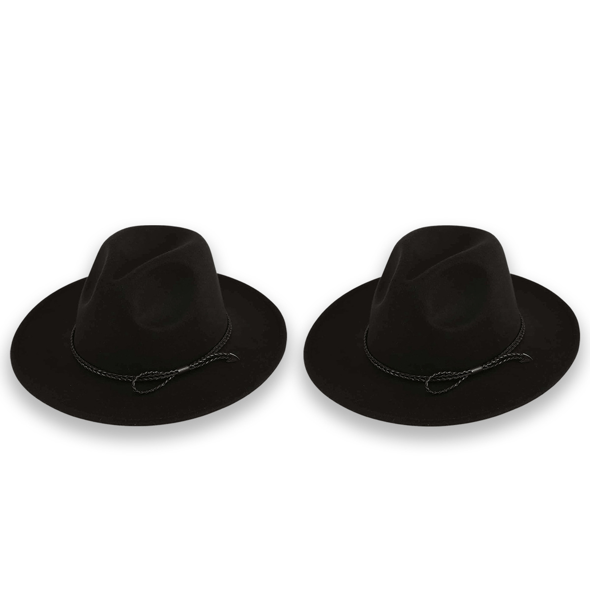 Black Hat Mens KoreanStyle Fashion Twist Belt Top Hat Wide Brim Sunshade SunShade AllMatch Japanese Fedora Hat Womenpicture1