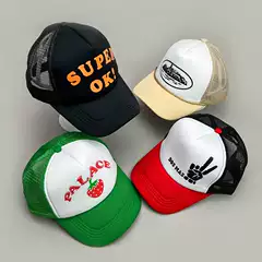 Color matching Strawberry Letter cruise ship anime printing baseball cap men and women sun-proof breathable new American half mesh cap wholesale