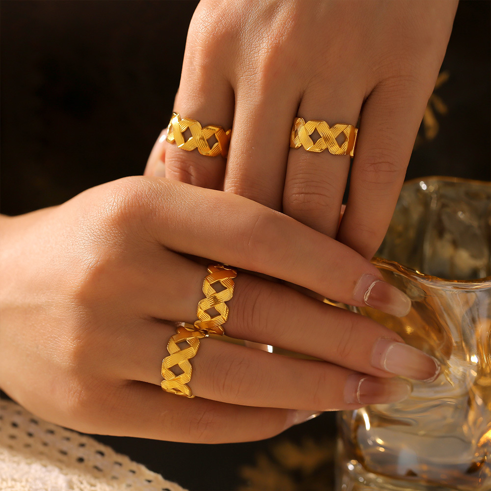 French Opening Adjustable Winding Texture Ring Titanium Steel Personality Ins Cool Style Simple Ring For Women_voghion.com