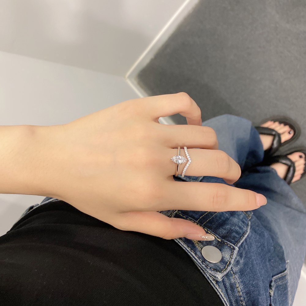 6g Weight Zircon Inlay Material Rings Classification 5, 9, Adjustable Ring Size 1 Piece Quantity Holiday, Daily Occasion 925 Sterling Silver Material Geometric Pattern Women's Gender Plating, Inlay Design Basic, Modern Style, Classic Style Style 925 Sterling Silver Zircon Geometric Rings 45