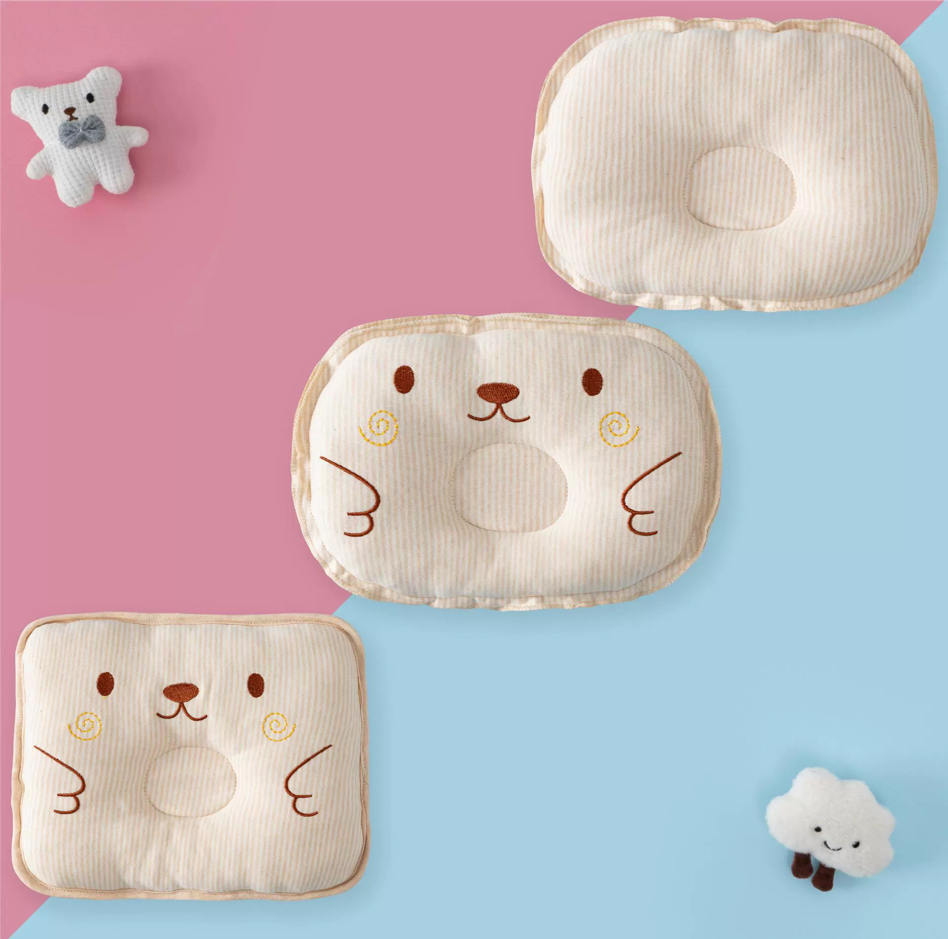 彩棉婴儿枕头0-6月新生定型宝宝定型枕A类跨境厂家直供枕芯