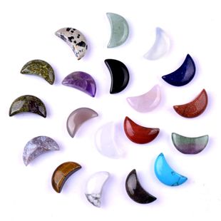 Natural Mini Crystal Moon Non-Porous Natural Stone Carved Ornaments 18mm Semi-Precious Stone Crescent Decorative Jewelry Accessories