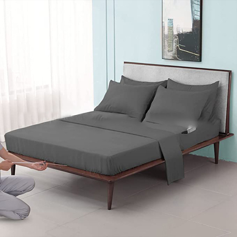 Factory direct supply cross-border simple four-piece bamboo fiber bed sheet bed hat pillowcase four seasons bedding protection mattress Factory direct supply cross-border simple four-piece bamboo fiber bed sheet bed hat pillowcase four seasons bedding protection mattress