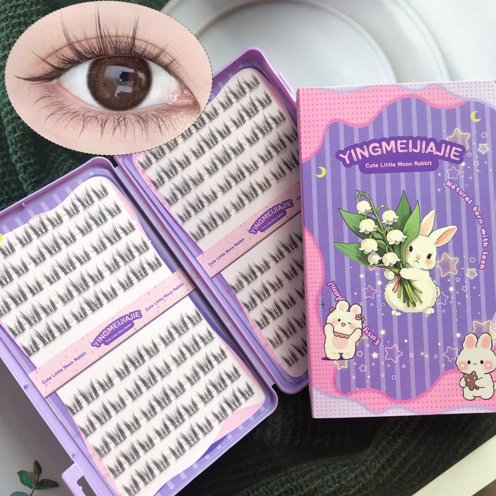 20 filas de paquete de caja de regalo de pestañas falsas transfronterizas, pestañas falsas densas, pestañas falsas sin pegamento.