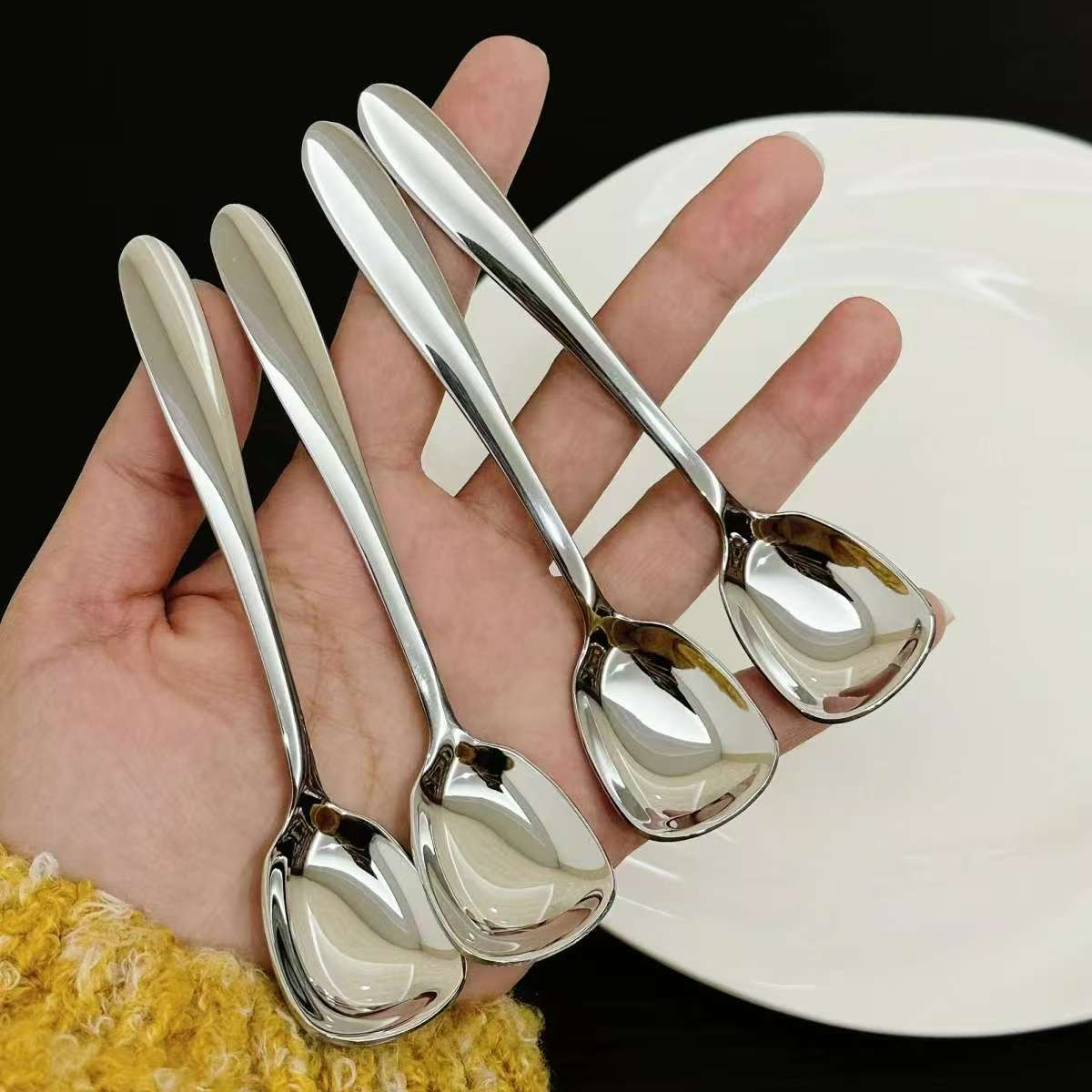 Cuchara de café cuadrada de acero inoxidable para postres_voghion.com