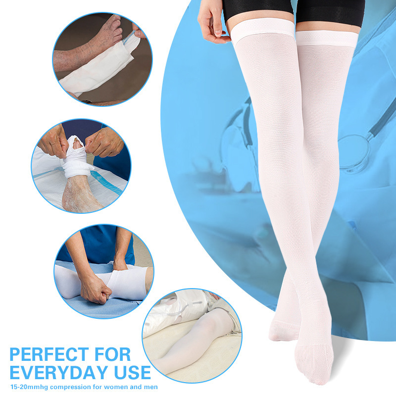 Factory Wholesale Cross-Border First and Second Level Anti-Thrombosis Compression Socks, Post-Surgery Support Compression Socks Suitable for Men and Women, White Factory Wholesale Cross-Border First and Second Level Anti-Thrombosis Compression Socks, Post-Surgery Support Compression Socks Suitable for Men and Women, White