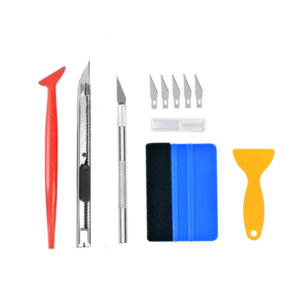 10Pcs Car Film Tool with Felt Scraper Car Window Tinting Film Tool Kit Plastic Scraper