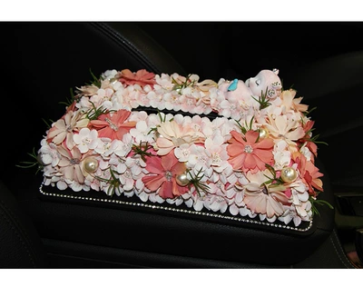 Box Holder Creative Car Napkin – Car tissue box/set - orange-large-flower-style